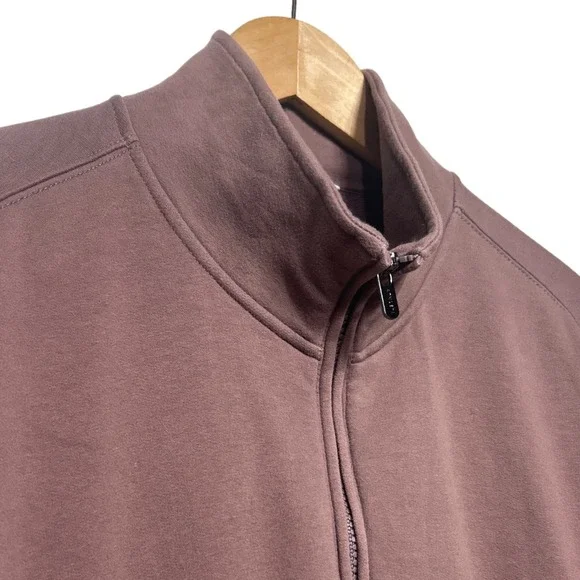 Athleta Quarter Zip Fleece Cropped‎ Sweatshirt Taupe Women's Size L Loungewear - Picture 3 of 10